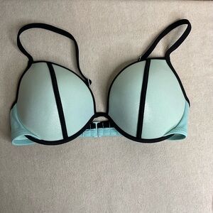 Victoria's Secret Swim The Fabulous‎ Blue Teal Bikini Top Underwire Support 34DD